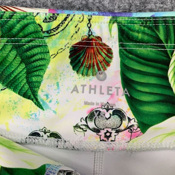 Athleta Sonar Crop Leggings Women XS Tropical Bay Leaf All Over Pull On Athletic - Picture 5 of 14